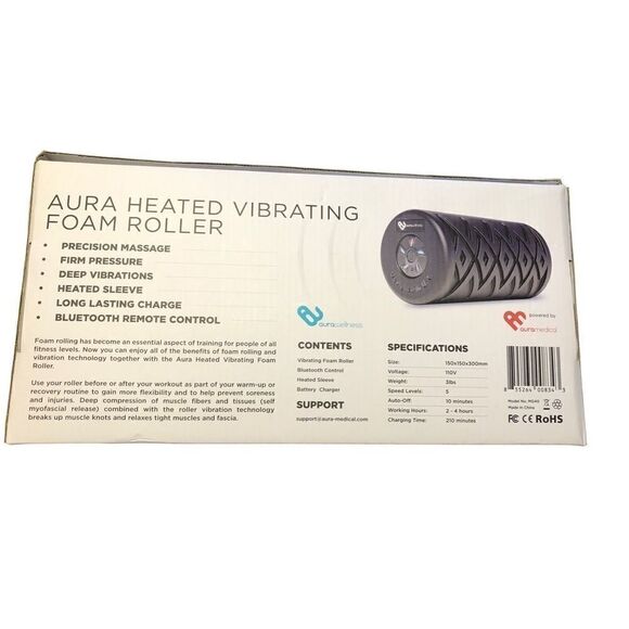 Aura Fitness Heated Vibrating Foam Roller BT Studded Pain Relief Therapy - Picture 6 of 16
